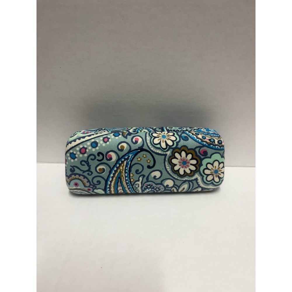 Vera Bradley hard shell eyeg lass case blue teal paisley floral